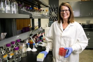 FOOD SAFETY — Kristen Gibson, associate professor of food safety and microbiology, is working on a new project to improve sanitation in produce packinghouses. (U of A System Division of Agriculture)