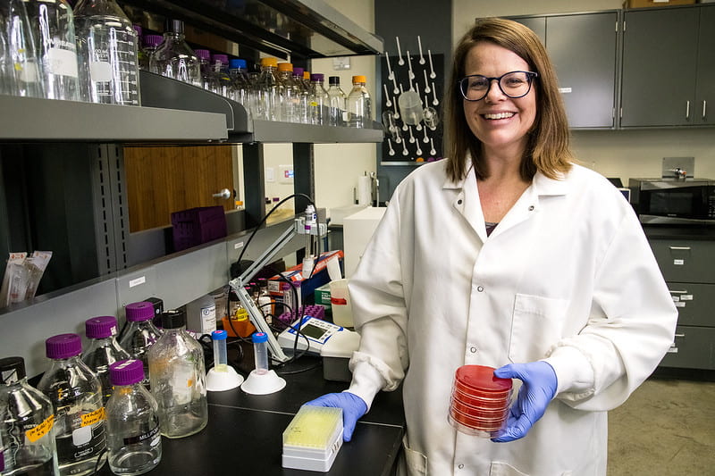 FOOD SAFETY — Kristen Gibson, associate professor of food safety and microbiology, is working on a new project to improve sanitation in produce packinghouses. (U of A System Division of Agriculture)