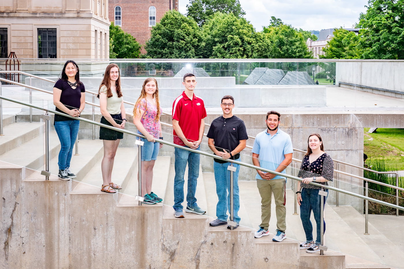 FIRST FELLOWS — The inaugural class of the Future of Food: Opportunities and Careers for Undergraduate Students (F2OCUS) Fellowship Program in 2022 included Maya Henderson, left, Amanda Stuber, Natalie Blake, Derek Mullins, Luke Norman, Sarkis Kalajyan and Addie Gerstner. Application deadline for the 2023 summer fellowship program is Jan. 31, 2023. (U of A System Division of Ag photo)