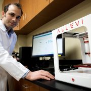 Ali Ubeyitogullari uses 3-D printing to infuse printed foods with phytochemical nutrient additives. He is also investigating 3-D printing to produce improved probiotic products. (U of A System Division of Agriculture photo by Fred Miller)