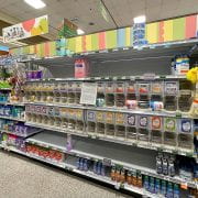 SHORTAGE — Empty baby formula shelves at a grocery store in May 2022 illustrate the level of supply shortage experienced across the nation that year. (Photo courtesy Dreamstime.com)
