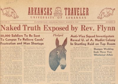 1945 April Fools’ Day edition of the Arkansas Traveler. Courtesy University of Arkansas Digital Collections.