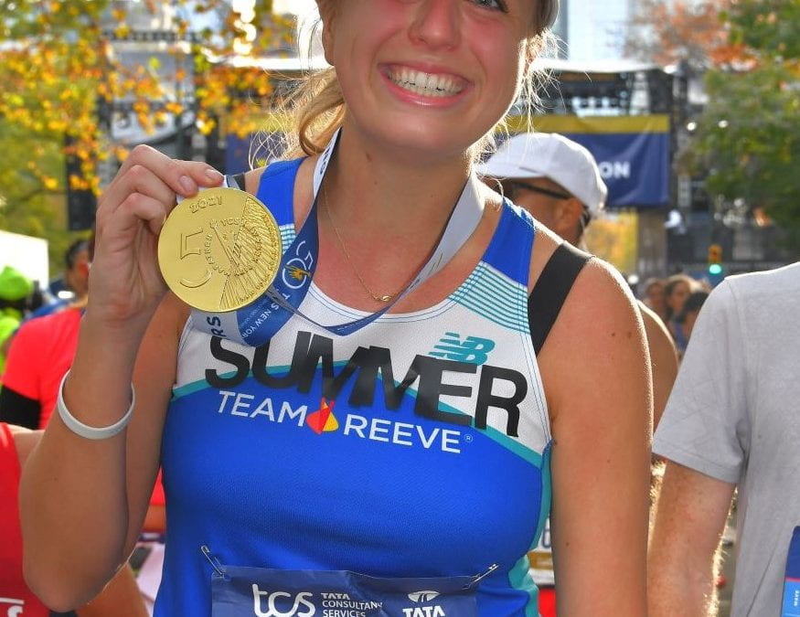 Occupational Therapy doctoral student Summer Meadors after racing in the NYC Marathon, fall 2021.