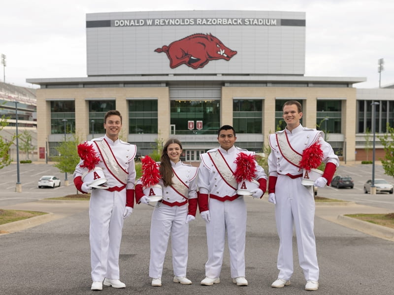 Drum Majors Get Set to Lead Razorback Marching Band in 2023