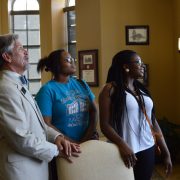 Students enjoy office view with Interim Dean Curt Rom