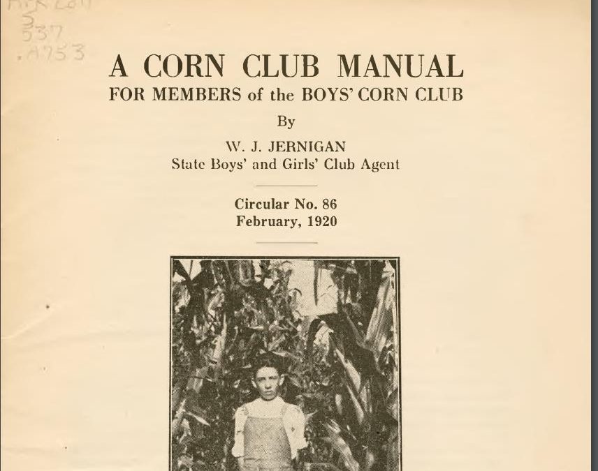 Image from A Corn Club Manual, part of the Extension Services publications now being digitized.