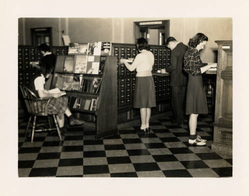 View of the card catalog area in Vol Walker Library, 1942