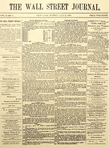 Wall Street Journal, first issue July 8, 1889