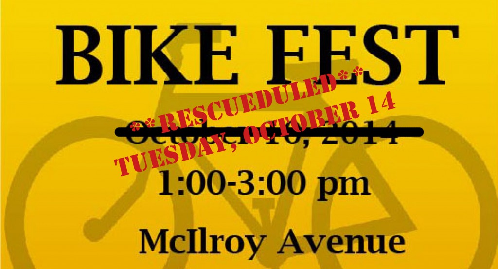 Bike Fest Rescheduled: Tuesday 10/14
