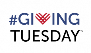 The Giving Tuesday logo: #Giving is in blue and the "v" is replaced by a red heart. "Tuesday" is under the word "#Giving" in black.