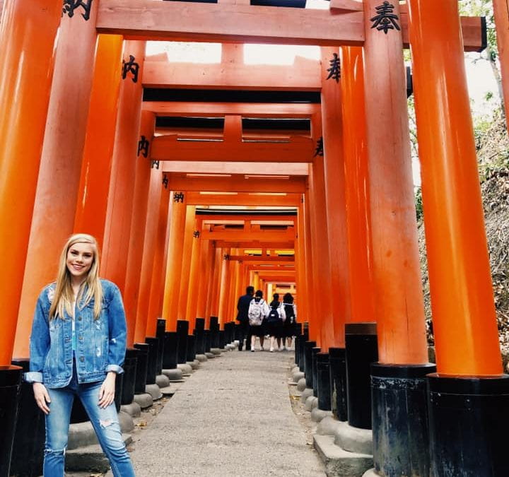 Photo of senior Political Science major Anna Cunningham during her time abroad in Japan.