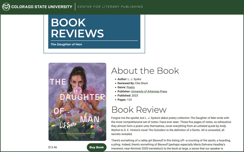 The Daughter of Man Reviewed in the  Colorado Review