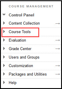 Go to course management in the menu and click course tools